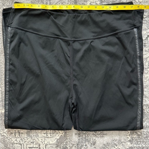 White Birch Black Leggings with Faux Leather Trim, Size 2X - Picture 2 of 8